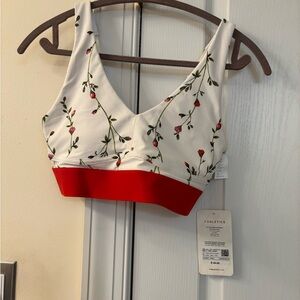 Fabletics Floral Sports Bra with Red Accent